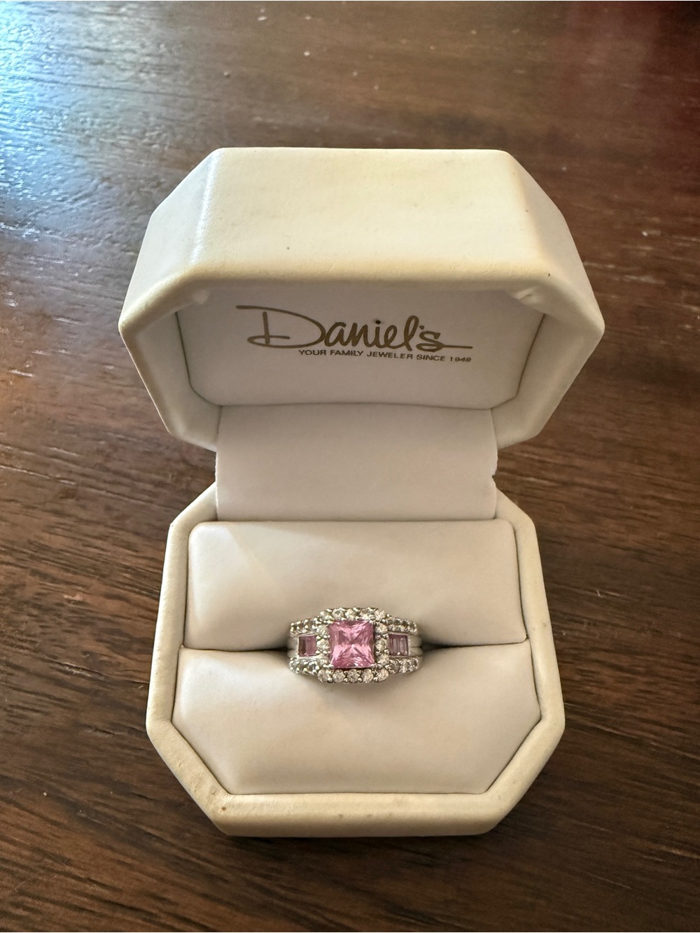 Pink Sapphire Accent Silver Ring - Picture 2 of 2